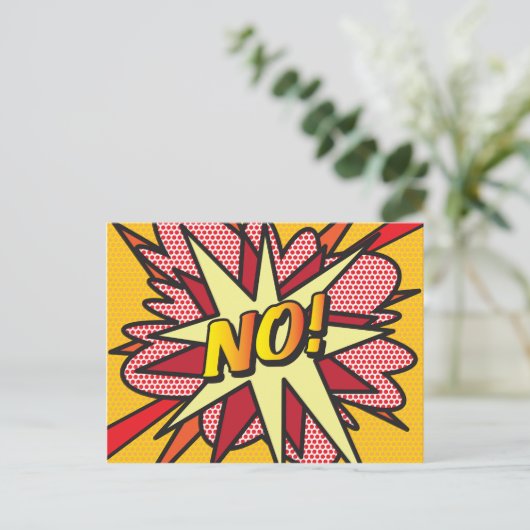 NO Fun Retro Comic Pop Kunst Postkarte (Stehend Vorderseite)