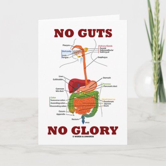 No Guts No Glory (Digestive System Anatomy Humor) Karte (Vorderseite)