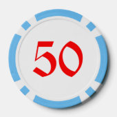No Ho Ho Ho Ho hellblau 50 gestreifter Poker Chip (Rückseite)