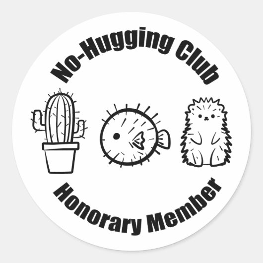 No Hugging Club Runder Aufkleber (Vorderseite)