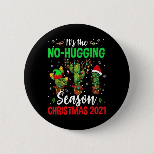 No Hugging Season Xmas 2021 Elf Reindeer Santa Ca Button (Vorderseite)
