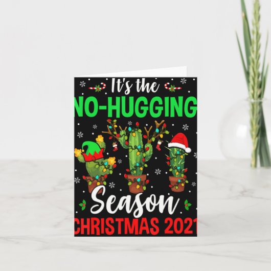 No Hugging Season Xmas 2021 Elf Reindeer Santa Ca  Karte (Vorderseite)