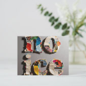 no ice unique and colorful mixed media collage postkarte (Stehend Vorderseite)