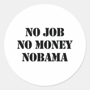 NO JOB NOBAMA RUNDER AUFKLEBER