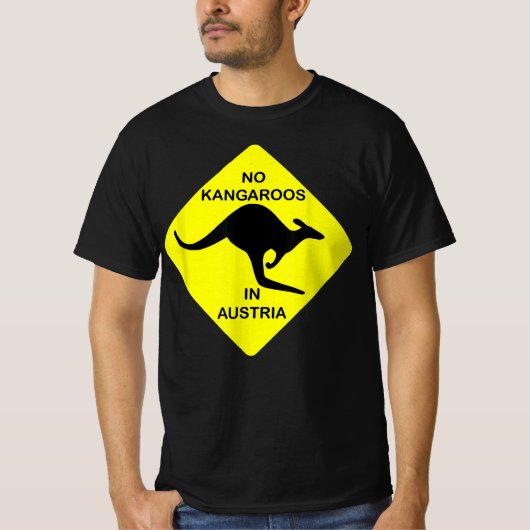 No Kangaroos In Austria Funny T-Shirt Yellow Sign (Vorderseite)