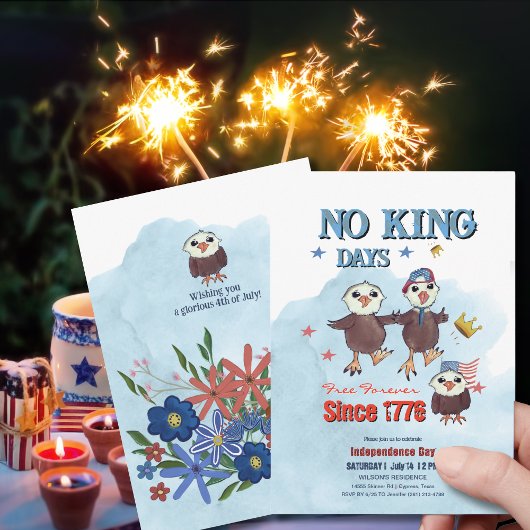 "No King Days" Patriotic Eagle Foto zurück Einladung