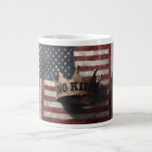 No King – Distressed Crown with American Flag Jumbo-Tasse (Vorderseite)