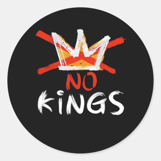No King Funny Quote Anti Tyranny Retro Design Runder Aufkleber (Vorderseite)
