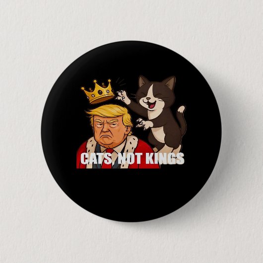 No Kings Anti Cats Classic Funny Design Button (Vorderseite)