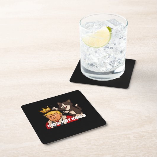 No Kings Anti Cats Funny Classic Style Rechteckiger Pappuntersetzer (Vor Ort)