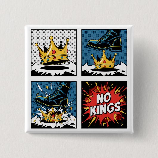 No Kings Cartoon Knopf Button (Vorderseite)