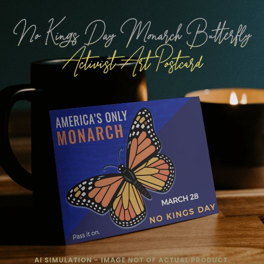 No Kings Day Monarch Butterfly Activist Art Postkarte