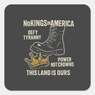 No Kings in America Anti-Trump 4. Juli Quadratischer Aufkleber