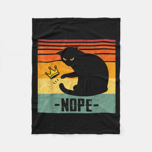 No Kings In America Black Cat Funny Cat Kicking Cr Fleecedecke (Vorderseite)