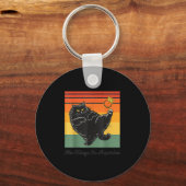 No Kings In America Black Cat Funny Cat Kicking Cr Schlüsselanhänger (Vorderseite)