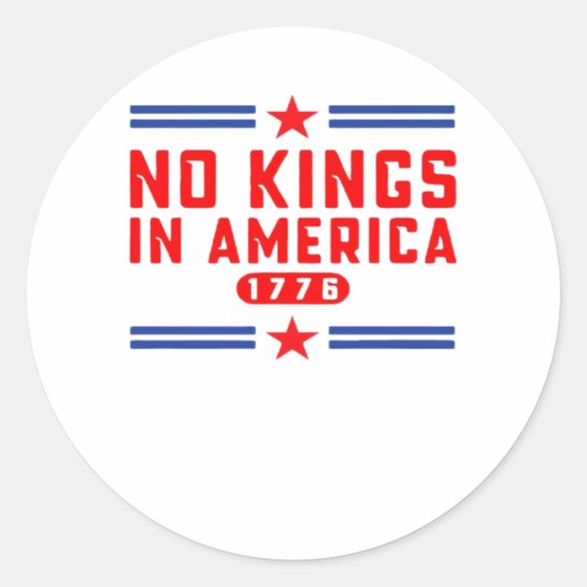 No Kings In America Classic Minimal Clean Runder Aufkleber (Vorderseite)