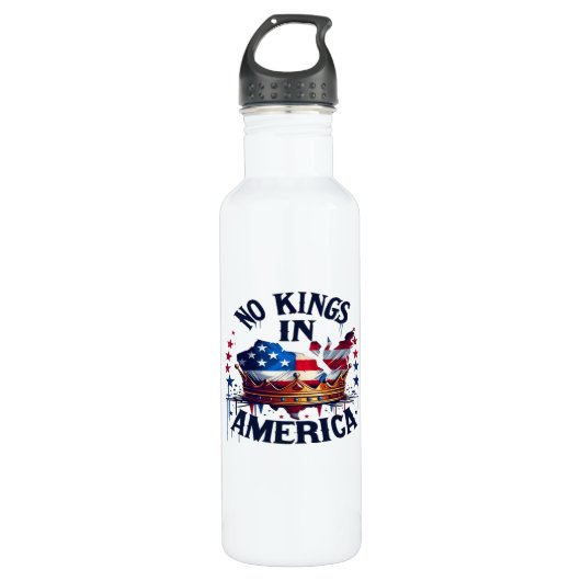 No Kings In America Classic Retro Cool Edelstahlflasche (Vorderseite)