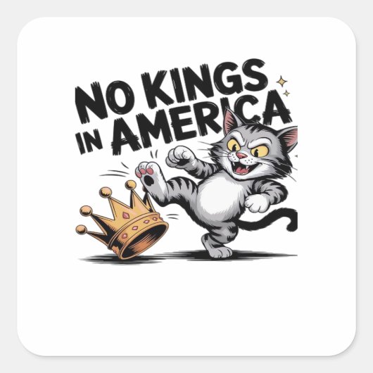 No Kings In America Classic Retro Graphic Quadratischer Aufkleber (Vorderseite)