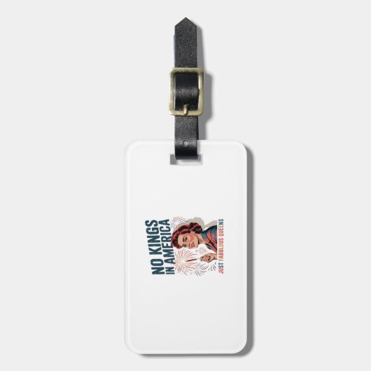 No Kings In America Fabulous Queens Pride 2025 Des Gepäckanhänger (Vorderseite vertikal)
