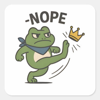 No Kings in America Frog No Kings Democracy Quadratischer Aufkleber