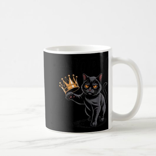 No Kings In America Funny Black Cat Kicking Crown Kaffeetasse (Rechts)