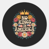 No Kings In America Patriotic Democracy Dom Retro Runder Aufkleber (Vorderseite)
