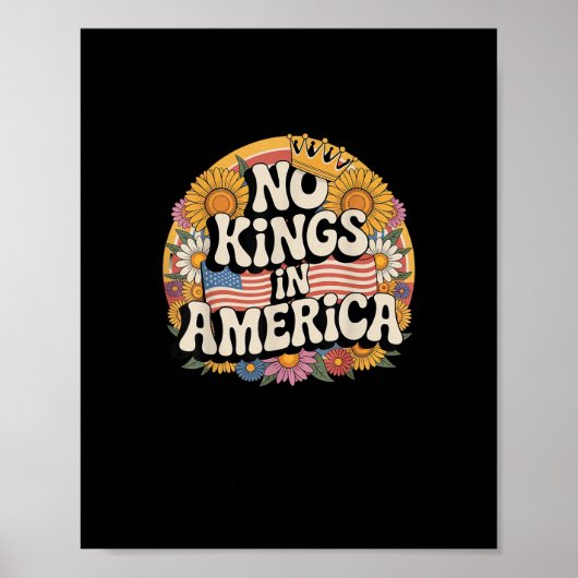 No Kings In America Patriotic Vintage Graphic Look Poster (Vorne)
