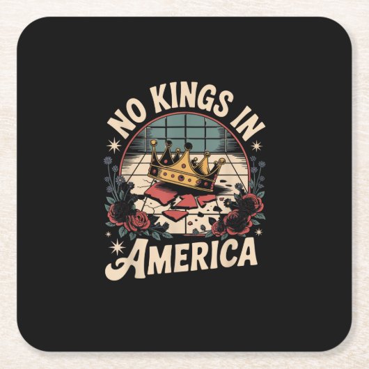 No Kings In America Retro Classic Rechteckiger Pappuntersetzer (Vorderseite)