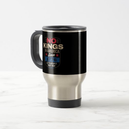 No Kings In America Retro Classic Reisebecher (Vorderseite Links)