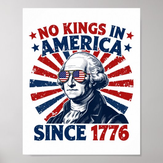 No Kings In America Since 1776 Distressed Flag Usa Poster (Vorne)