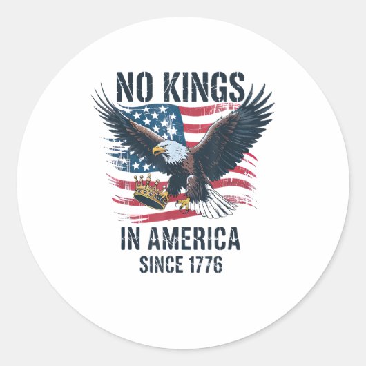 No Kings In America Since 1776 Minimal Clean Runder Aufkleber (Vorderseite)