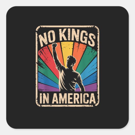 No Kings In America Since 1776 Patriotic Style Quadratischer Aufkleber (Vorderseite)