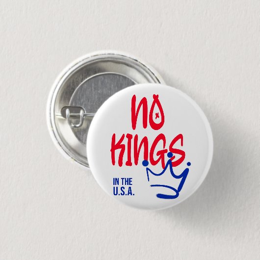 No Kings in the U.S.A. Button - Red & Blue Bold (Vorne & Hinten)