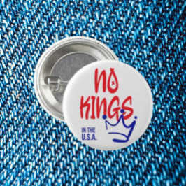No Kings in the U.S.A. Button - Red & Blue Bold