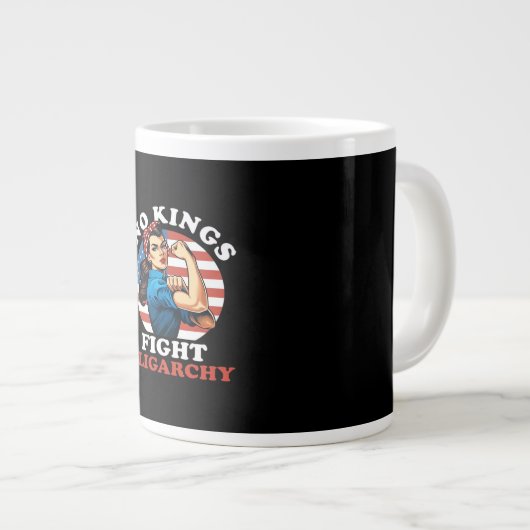 No Kings Oligarchy Retro Classic Jumbo-Tasse (Vorderseite Rechts)