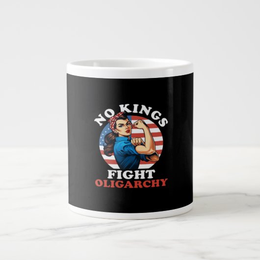 No Kings Oligarchy Retro Classic Jumbo-Tasse (Vorderseite)