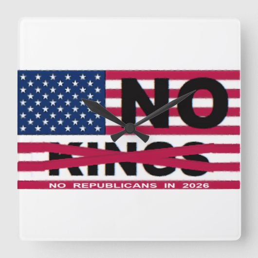 NO KINGS QUADRATISCHE WANDUHR (Vorderseite)