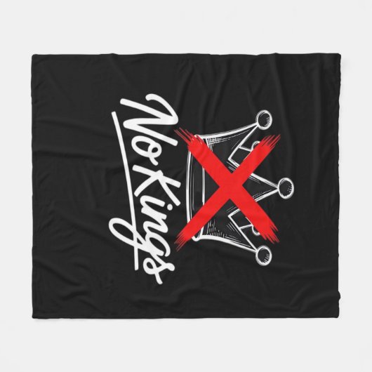 No Kings Simple Crown With Cross Artistic Design Fleecedecke (Vorderseite (Horizontal))