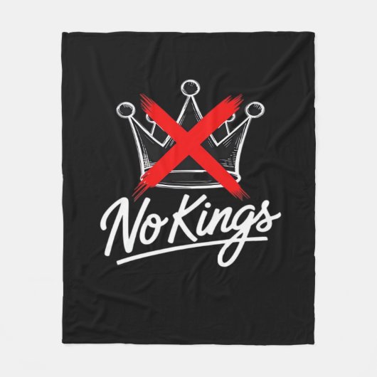 No Kings Simple Crown With Cross Artistic Design Fleecedecke (Vorderseite)
