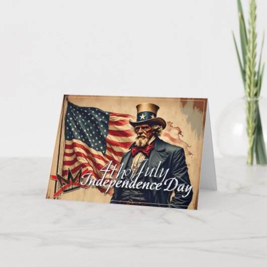 No Kings Uncle Sam Independence Day Art Dankeskarte (Vorderseite)