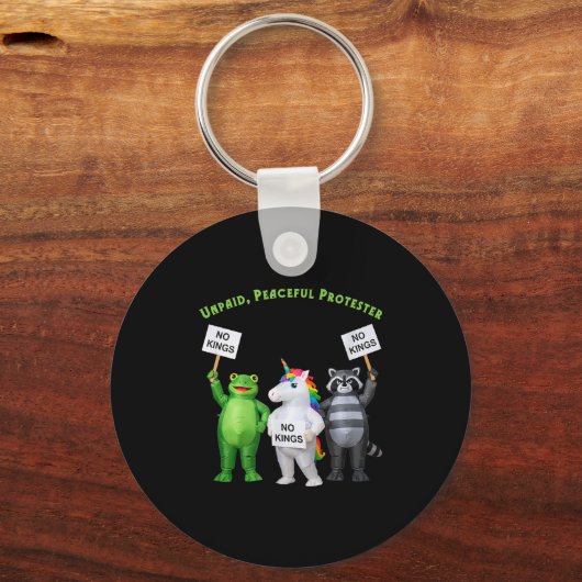 No Kings Unpaid Peaceful Protester Frog And Unicor Schlüsselanhänger (Vorderseite)