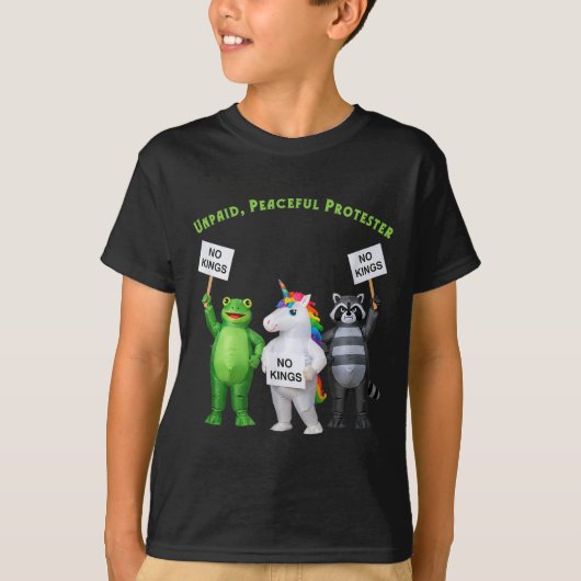No Kings Unpaid Peaceful Protester Frog And Unicor T-Shirt (Vorderseite)