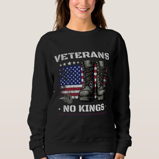 No Kings Veterans American Flag Combat Boots USA Sweatshirt (Vorderseite)