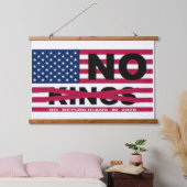 "NO kings" Wood Topped Wall Tapestry Wandteppich Mit Holzrahmen (Schlafzimmer)