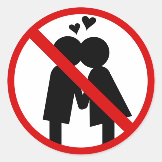 No Kisses Anti-Valentinstag-Aufkleber Runder Aufkleber (Vorderseite)