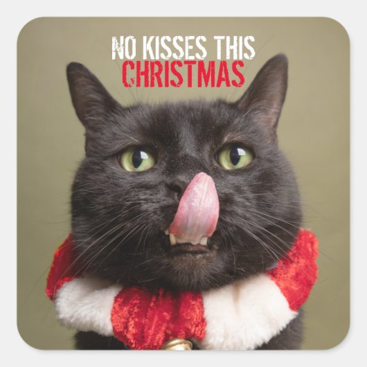 No Kisses Diese Weihnachts Funny Congue Quadratischer Aufkleber (Vorderseite)