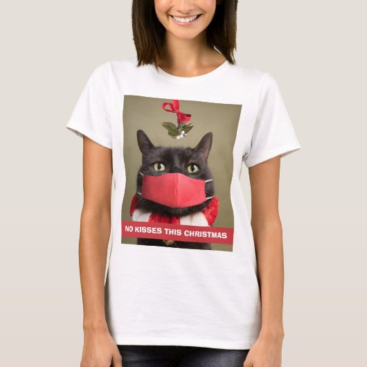No Kisses Diese Weihnachtskatze im Gesicht Maske T-Shirt (Vorderseite)