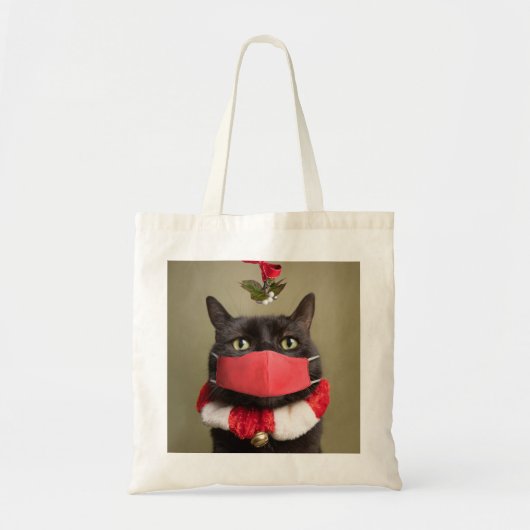 No Kisses Diese Weihnachtskatze im Gesicht Maske Tragetasche (Vorne)