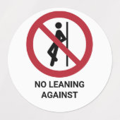No Leaning Against, Prohibition Sign Etiketten (Design 1)