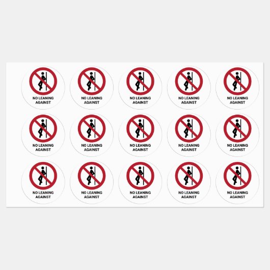 No Leaning Against, Prohibition Sign Etiketten (Blatt)